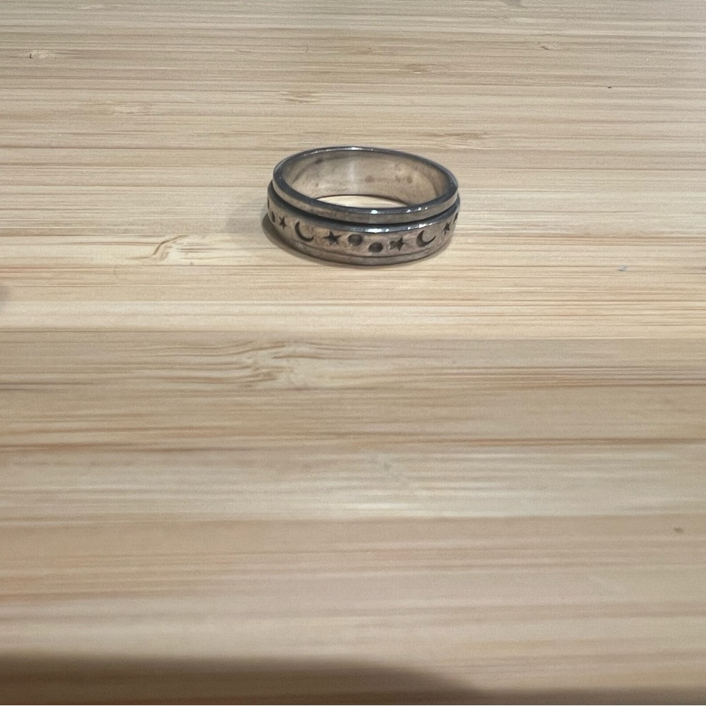 Spinner / Fidget Ring – Moon & Stars Design (Size 7)